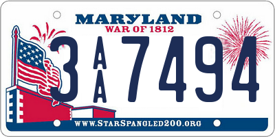 MD license plate 3AA7494