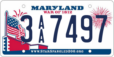 MD license plate 3AA7497