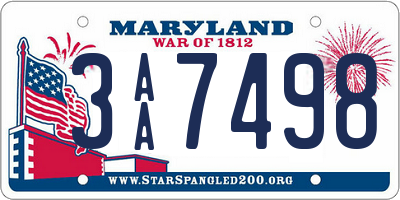 MD license plate 3AA7498