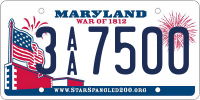 MD license plate 3AA7500