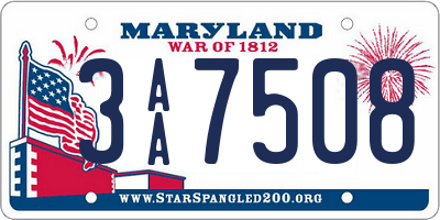 MD license plate 3AA7508