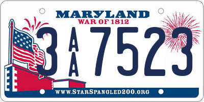 MD license plate 3AA7523