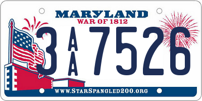 MD license plate 3AA7526