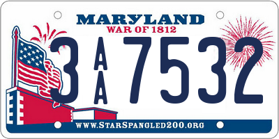 MD license plate 3AA7532