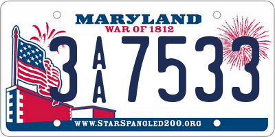 MD license plate 3AA7533