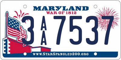 MD license plate 3AA7537