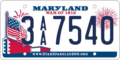 MD license plate 3AA7540