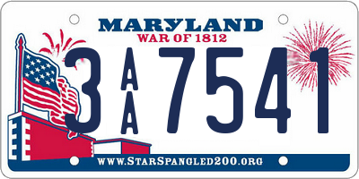 MD license plate 3AA7541