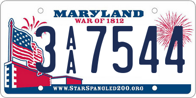 MD license plate 3AA7544