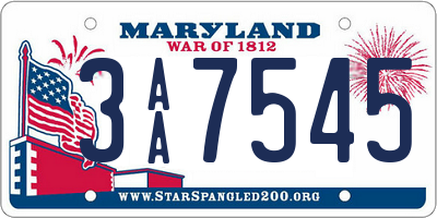 MD license plate 3AA7545