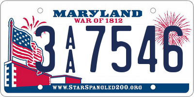 MD license plate 3AA7546