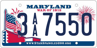 MD license plate 3AA7550