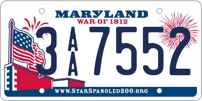MD license plate 3AA7552