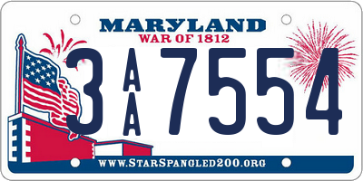 MD license plate 3AA7554