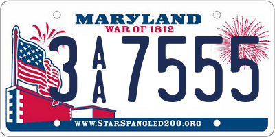 MD license plate 3AA7555