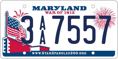 MD license plate 3AA7557