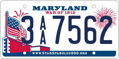 MD license plate 3AA7562