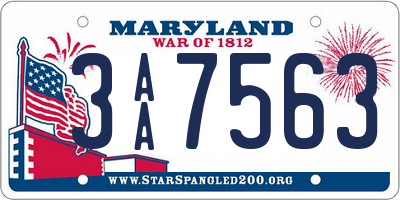 MD license plate 3AA7563