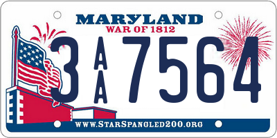 MD license plate 3AA7564