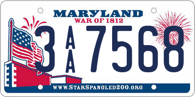 MD license plate 3AA7568