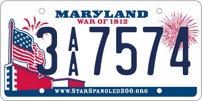 MD license plate 3AA7574