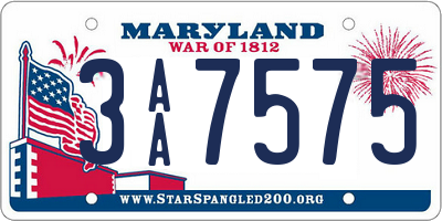 MD license plate 3AA7575