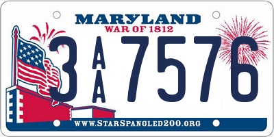 MD license plate 3AA7576