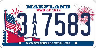 MD license plate 3AA7583