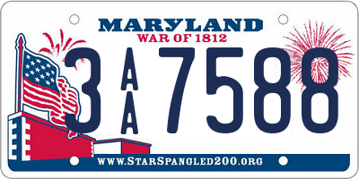MD license plate 3AA7588