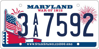 MD license plate 3AA7592