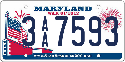 MD license plate 3AA7593