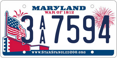 MD license plate 3AA7594