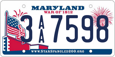 MD license plate 3AA7598