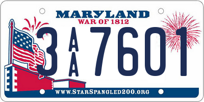 MD license plate 3AA7601