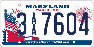 MD license plate 3AA7604