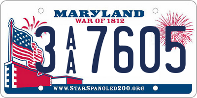 MD license plate 3AA7605