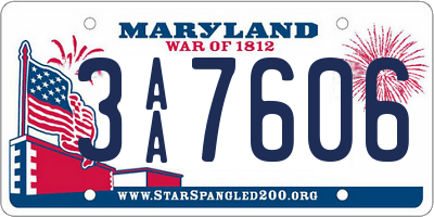 MD license plate 3AA7606