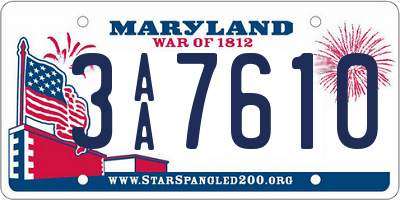 MD license plate 3AA7610