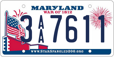 MD license plate 3AA7611