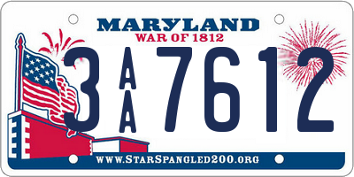 MD license plate 3AA7612