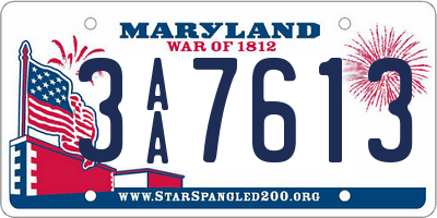 MD license plate 3AA7613