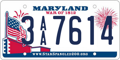 MD license plate 3AA7614