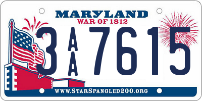 MD license plate 3AA7615