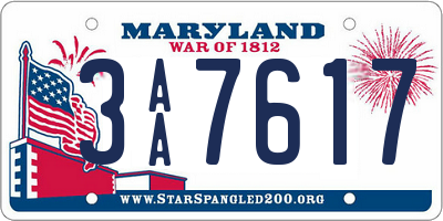 MD license plate 3AA7617