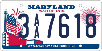 MD license plate 3AA7618