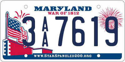 MD license plate 3AA7619