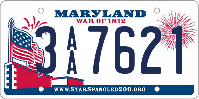 MD license plate 3AA7621