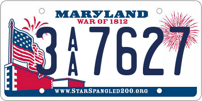 MD license plate 3AA7627