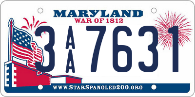 MD license plate 3AA7631