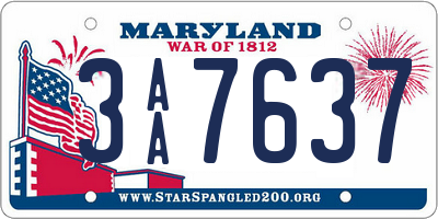 MD license plate 3AA7637